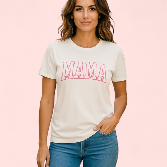 MAMA T-Shirt | Gildan Softstyle Women’s Fit | Size L | White with Pink Text | - Picture 2 of 5